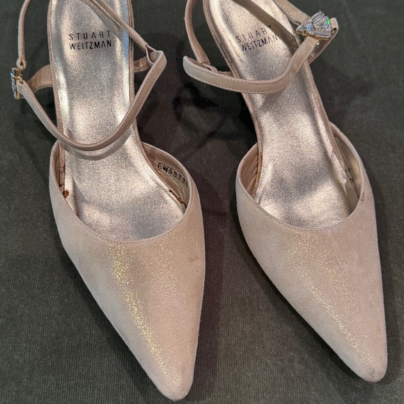 Stuart Weitzman Shoes - Stuart Weitzman Pale Gold Nappa Heels Size 7 1/2
